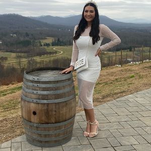 White Pearl Chiffon Dress-Untamed Petals